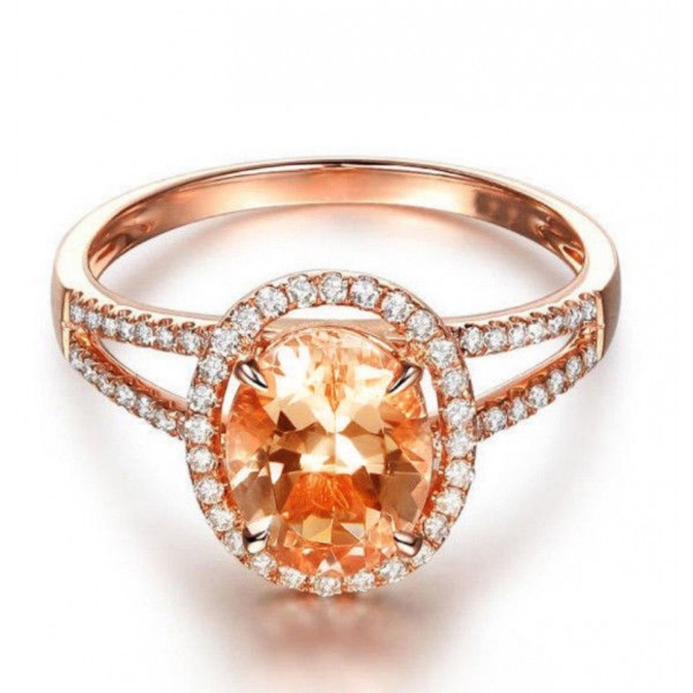 Rose Gold Filled Jewelry Crystal Ring Size 6 - Picture 2 of 3
